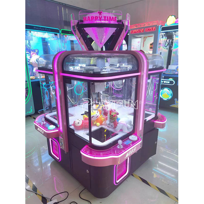 Playfun High Quality Happy Time Coin Operated 4 Players Toys Plush Grabber Claw Crane Doll Game Machine for Kids