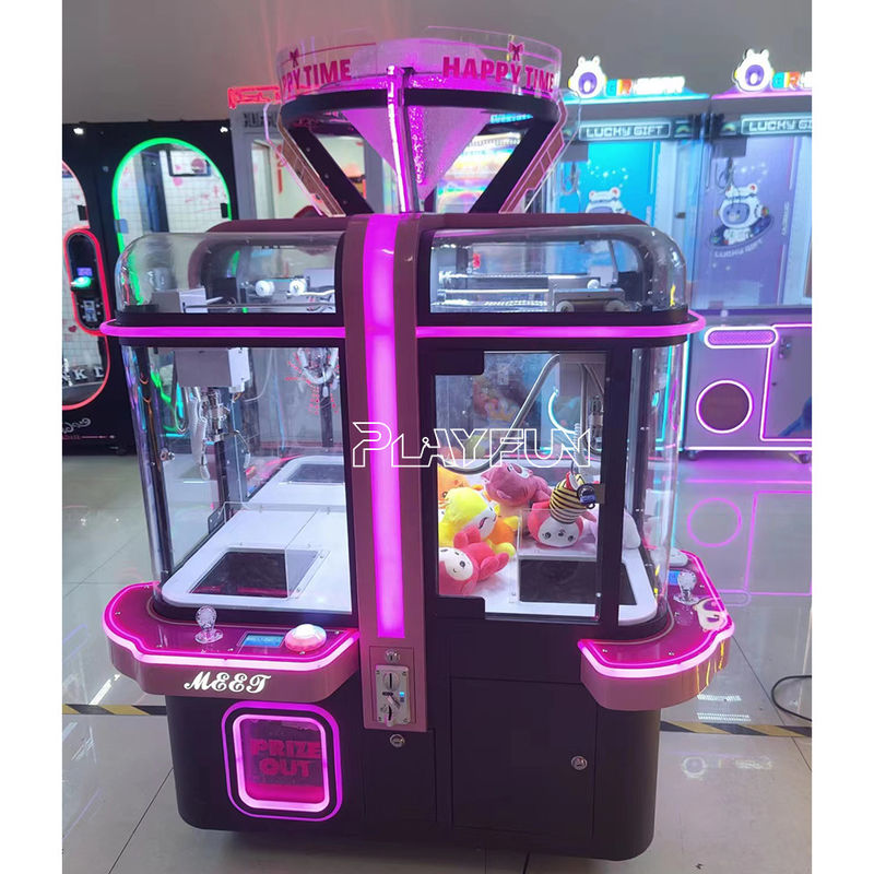 Playfun High Quality Happy Time Coin Operated 4 Players Toys Plush Grabber Claw Crane Doll Game Machine for Kids