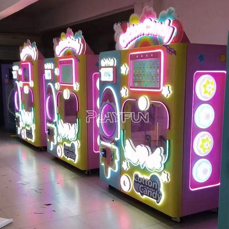 PlayFun Custom Commercial Multi-Language Easy to Operate Touch Screen Fully Automatic Cotton Candy Vending Machine Robot