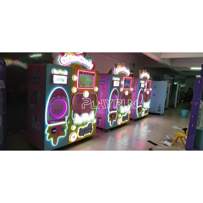 PlayFun Custom Commercial Multi-Language Easy to Operate Touch Screen Fully Automatic Cotton Candy Vending Machine Robot
