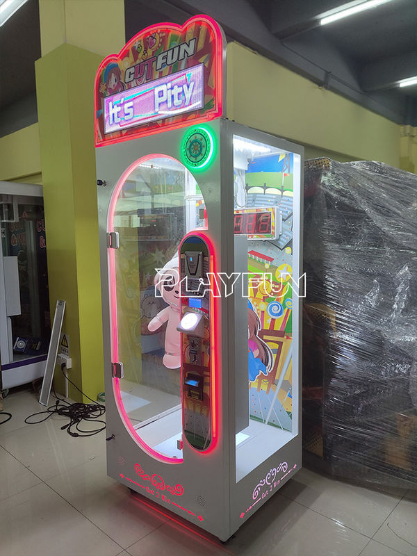 Time Out 10 Seconds  Challenge Lucky  777 Coin Operated Barber Cut Arcade Game Cutting Gift Toy Scissor Cut Prize Machine