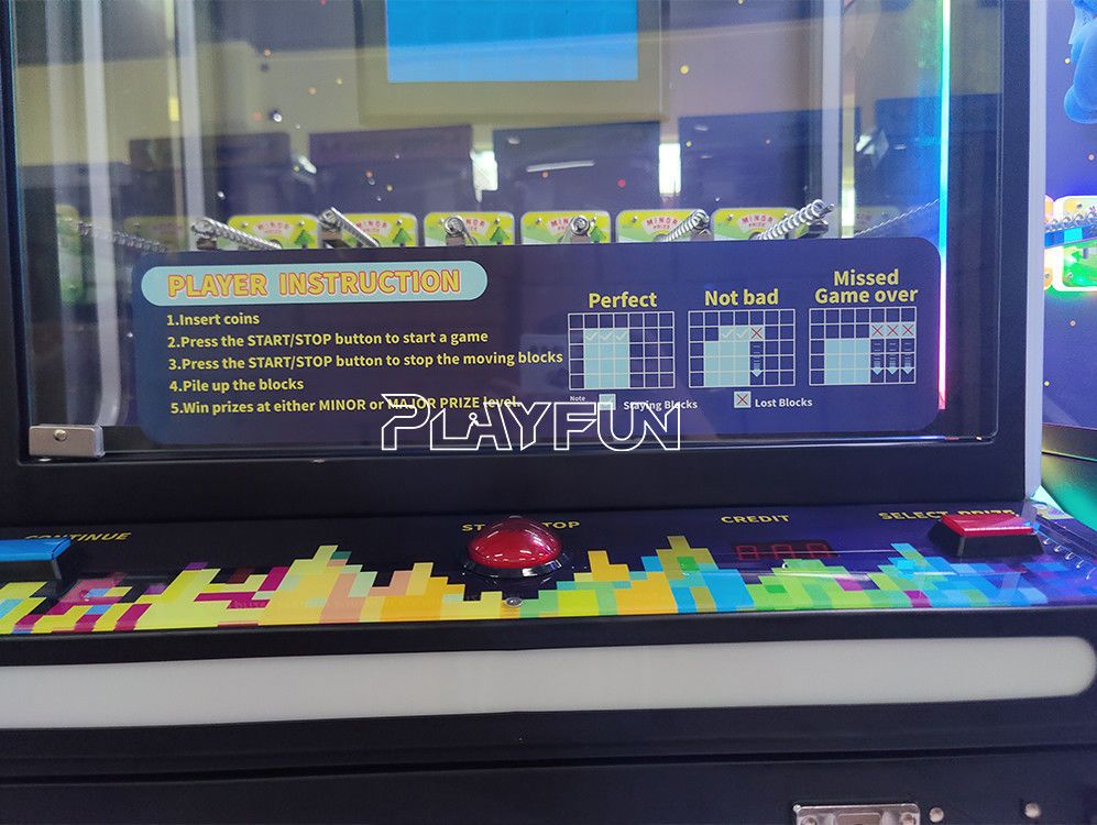 PlayFun Coin Operated Brick Stacker Game Indoor Coin Operated Plush Machine Dolls Gift Arcade Vending Machine