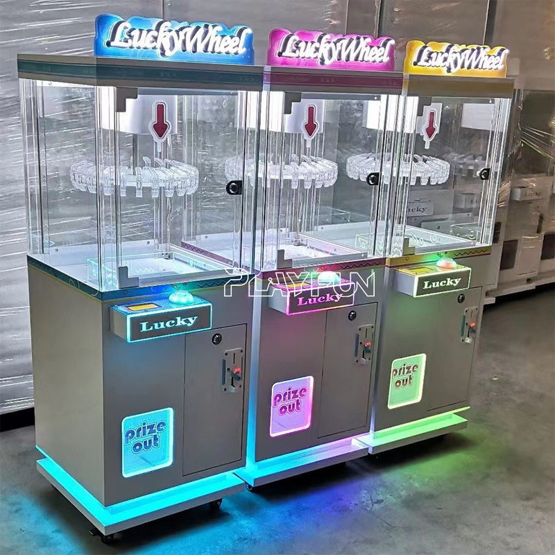 Wholesale Coin Operated Commercial Single Lucky Wheel Exquisite Gift Mini Clip Claw Clamps Prize Doll Machine Toy for Kids