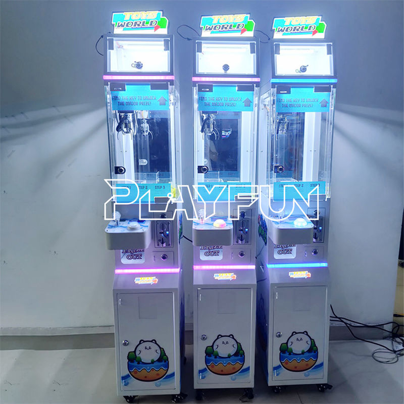 Playfun USA Popular Toys World Magic Key Mega Mini Claw Crane Machine Doll Vending Machine with a Locker Box