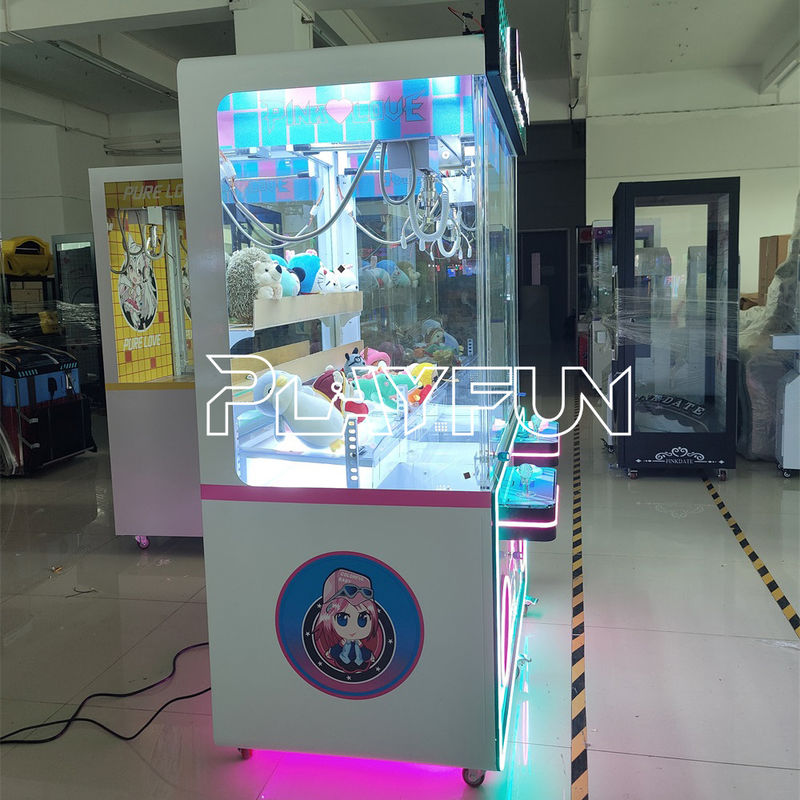 Playfun High Quality 2 Players Baby Catcher Crane Machine Mini Plush Doll Prize Machine Claw Pink Love Coin Operated Arcade