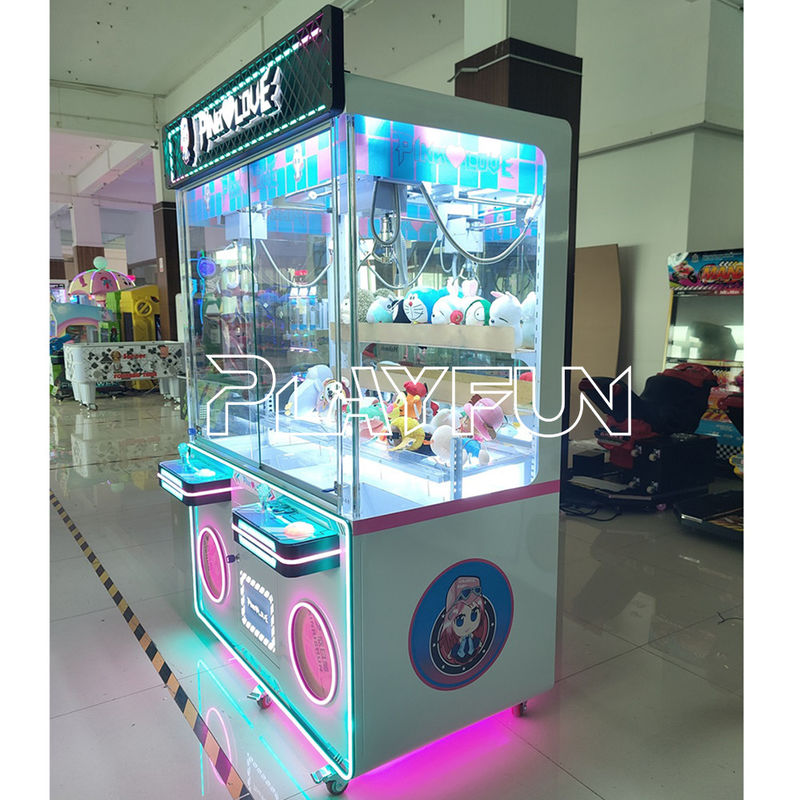 Playfun High Quality 2 Players Baby Catcher Crane Machine Mini Plush Doll Prize Machine Claw Pink Love Coin Operated Arcade