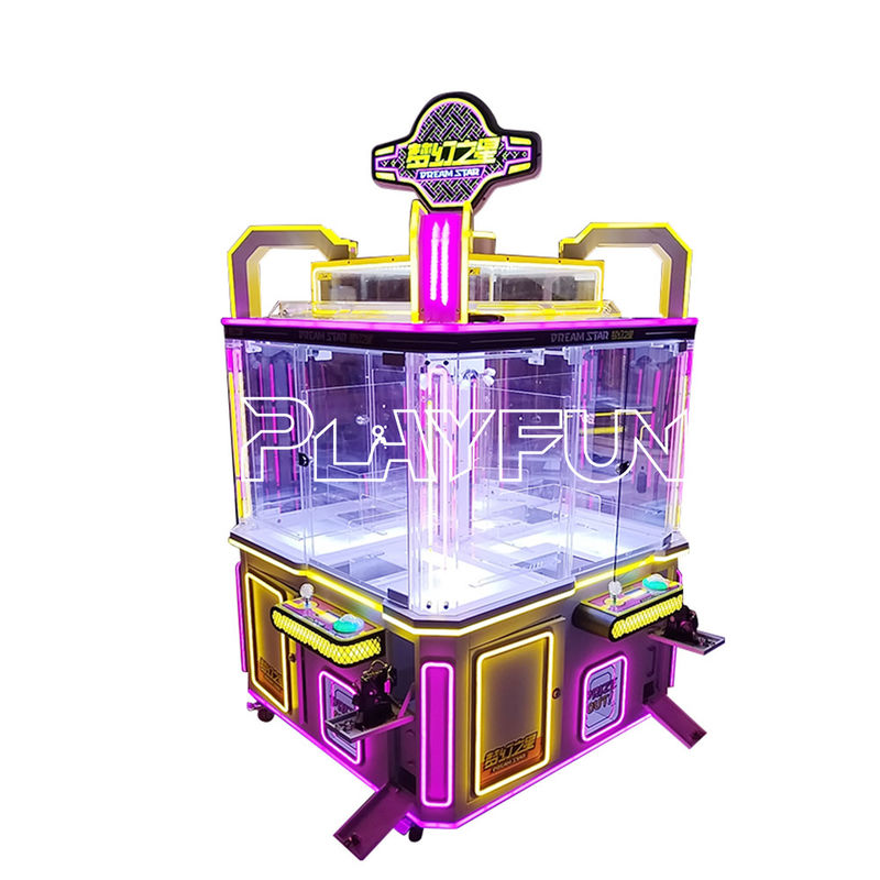 Low Price 4 Players Coin Operated Mini Claw Crane Machine Dolls Machines Arcade Game Toy Lucky Rainbox for Game Center