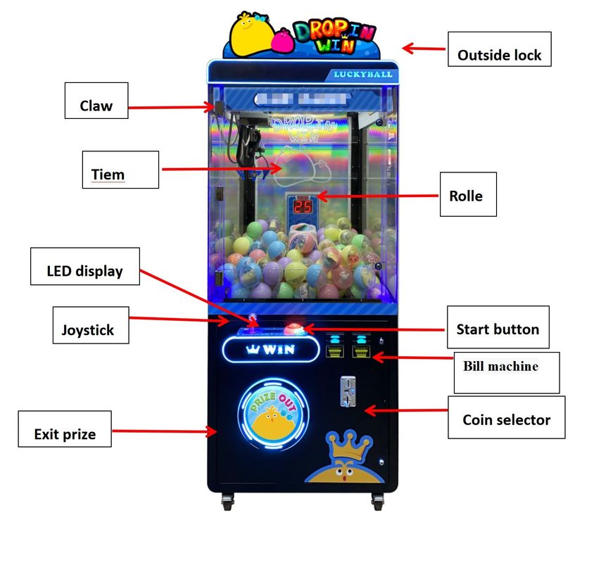Playfun Brazil Popular  Lucky Ball  Prize Games Win the Ball Machine Drop in Win Capsule Toy Gift Arcade Games Machine