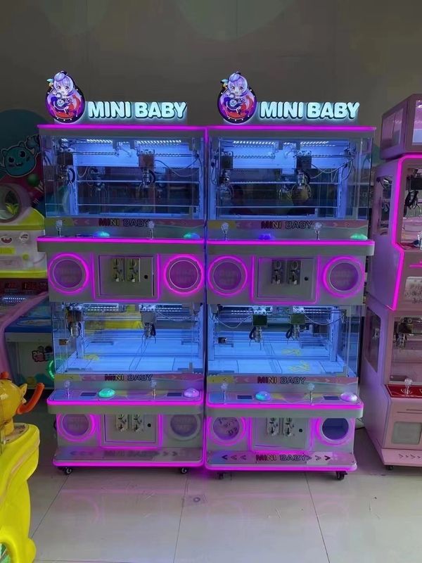 Playfun    New Lightful  Happy House 4 Players Good Show   Boutique Doll Machine Coin Catch  Toy Crane Game Machines