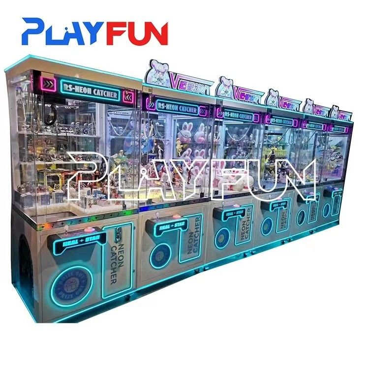 Playfun Hot Sale Coin-Operated Lucky Star Neon Catcher Metal Cabinet Gift Toys Grabber Crane Claw Arcade Game Machine