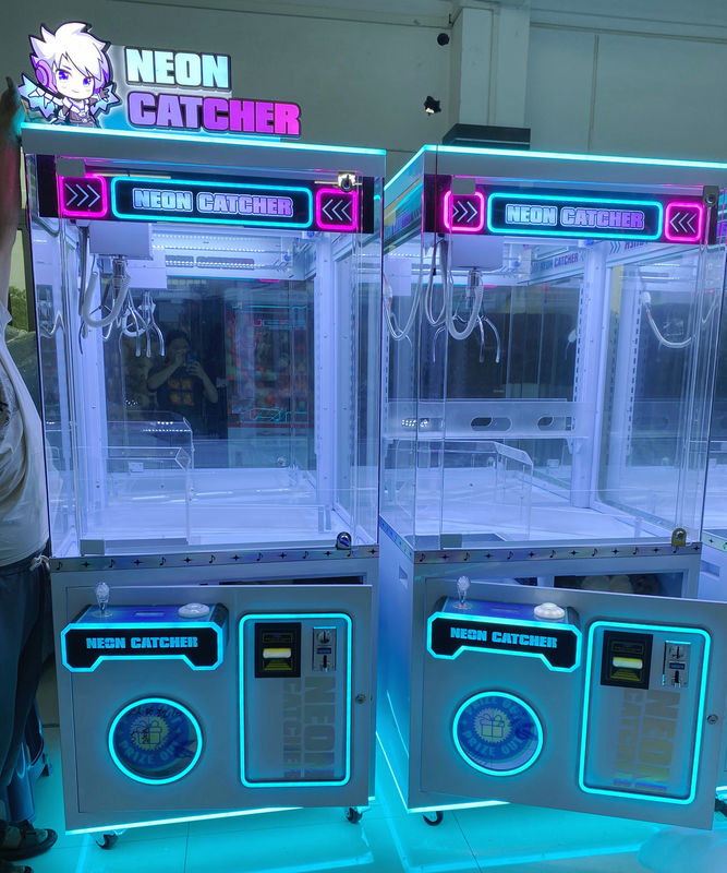 Playfun Hot Sale Coin-Operated Lucky Star Neon Catcher Metal Cabinet Gift Toys Grabber Crane Claw Arcade Game Machine