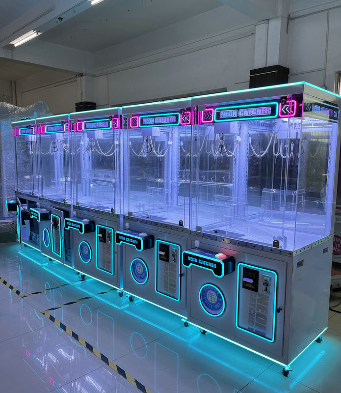 Playfun Hot Sale Coin-Operated Lucky Star Neon Catcher Metal Cabinet Gift Toys Grabber Crane Claw Arcade Game Machine