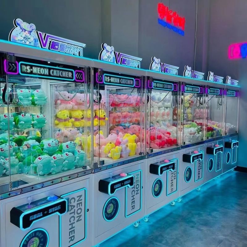 Playfun Hot Sale Coin-Operated Lucky Star Neon Catcher Metal Cabinet Gift Toys Grabber Crane Claw Arcade Game Machine