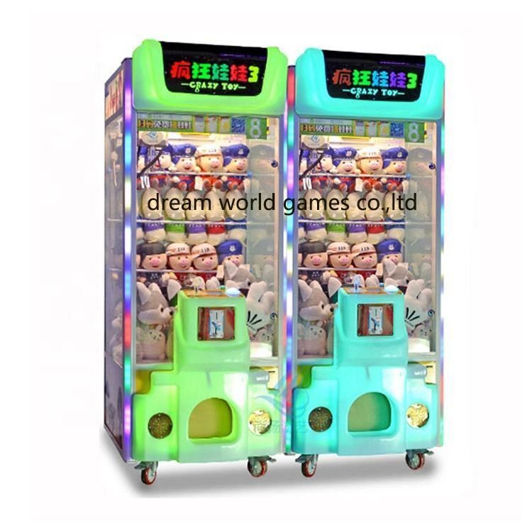 Playfun Factory Direct Sale Crazy Toys 3 Prize Crane Claw Coin Operated Game Machine Bonus Game Console