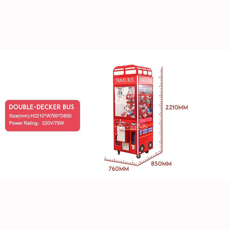 Top Selling Coin-operated Indoor Kids Toy Plush Wooden Telephone Doll Travel Bus Claw Machine