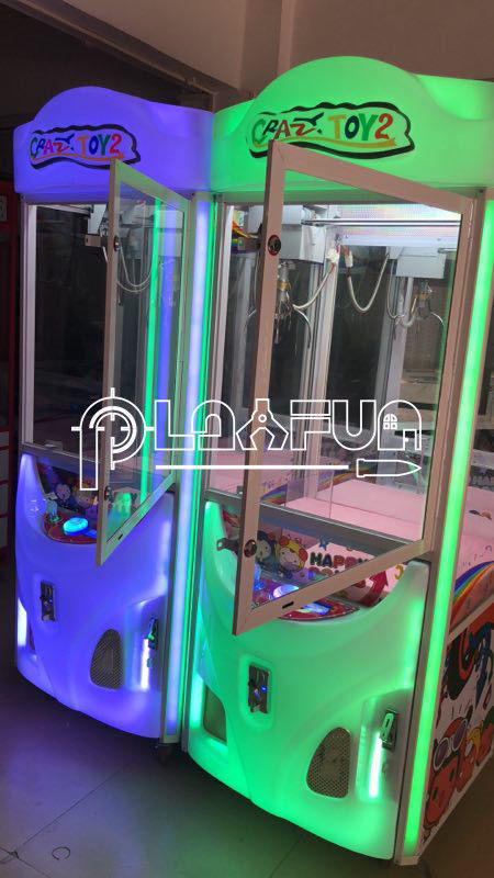 Playfun Hot-Sale Commercial Amusement Park Token Bill Coin-Operated Child Crazy Toy 2 Crane Claw Vending Gift Game Machine