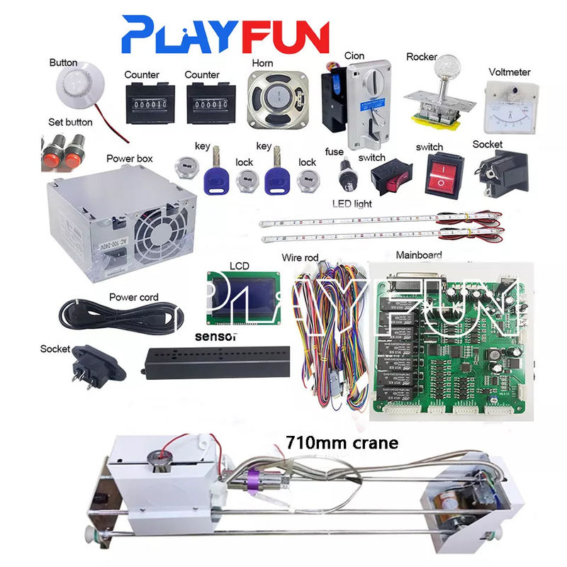 Hochwertiges Arcade-Kran-Kit Klauenmaschine Plush-Puppen-Kran Verkaufsteile 710mm Gantry-Klauenmaschine Voll DIY-Kits