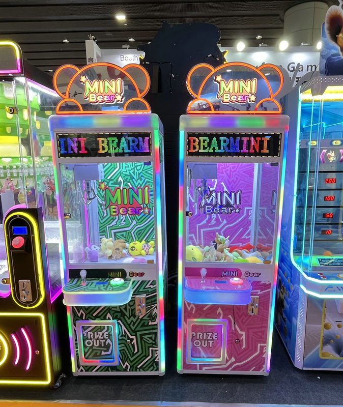 Mini Bear with LED display Claw Machine Small Children Toy Crane Claw Machine Bill Banknote Coin Operated Prize Machine