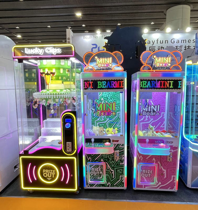 Mini Bear with LED display Claw Machine Small Children Toy Crane Claw Machine Bill Banknote Coin Operated Prize Machine