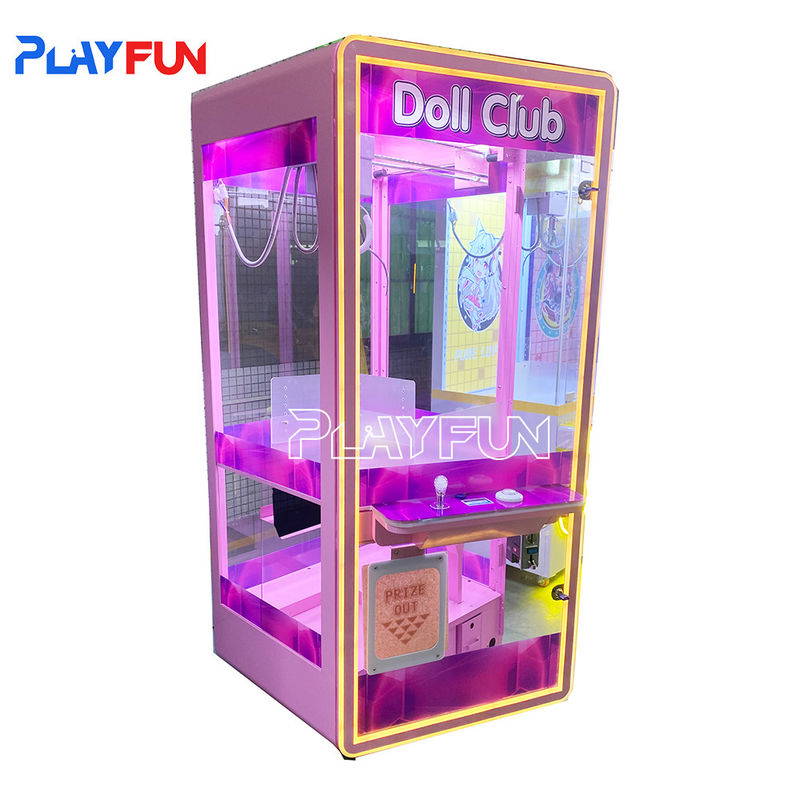 Playfun Coin Operated Games Luxury Full Transparent Doll Park pink Toy Club Candy Claw Crane Game Machine