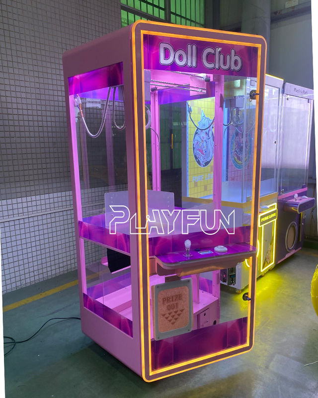 Playfun Coin Operated Games Luxury Full Transparent Doll Park pink Toy Club Candy Claw Crane Game Machine