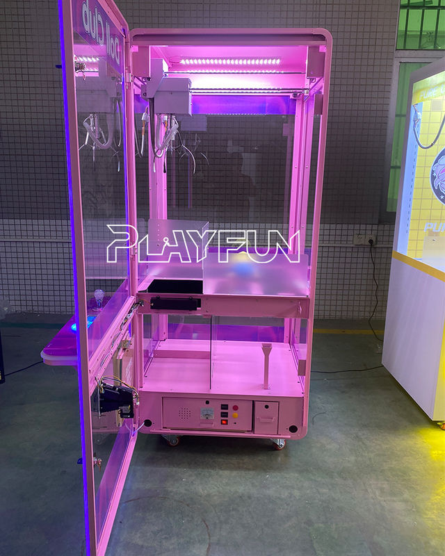 Playfun Coin Operated Games Luxury Full Transparent Doll Park pink Toy Club Candy Claw Crane Game Machine