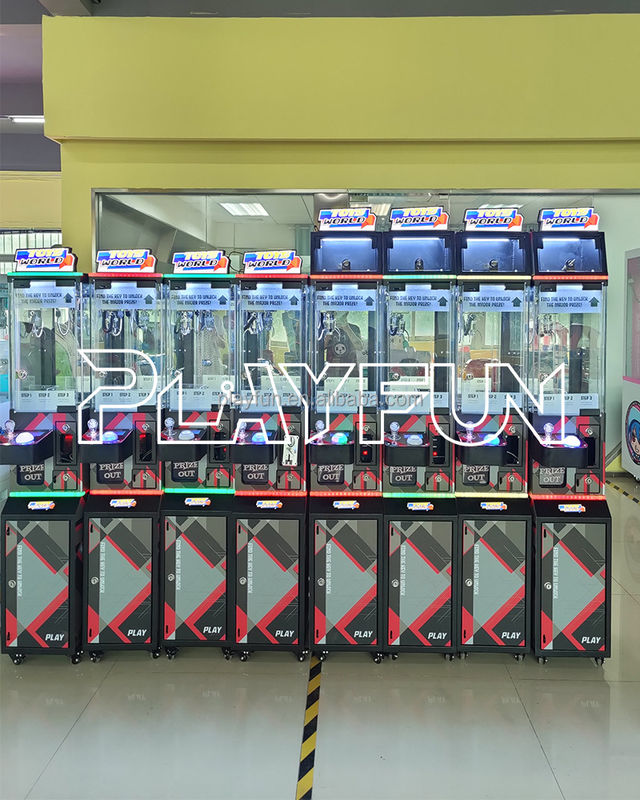 Playfun Coin Operated Toys Candy World Mini Claw Game Machine with Cash Bill Acceptor accept Customize
