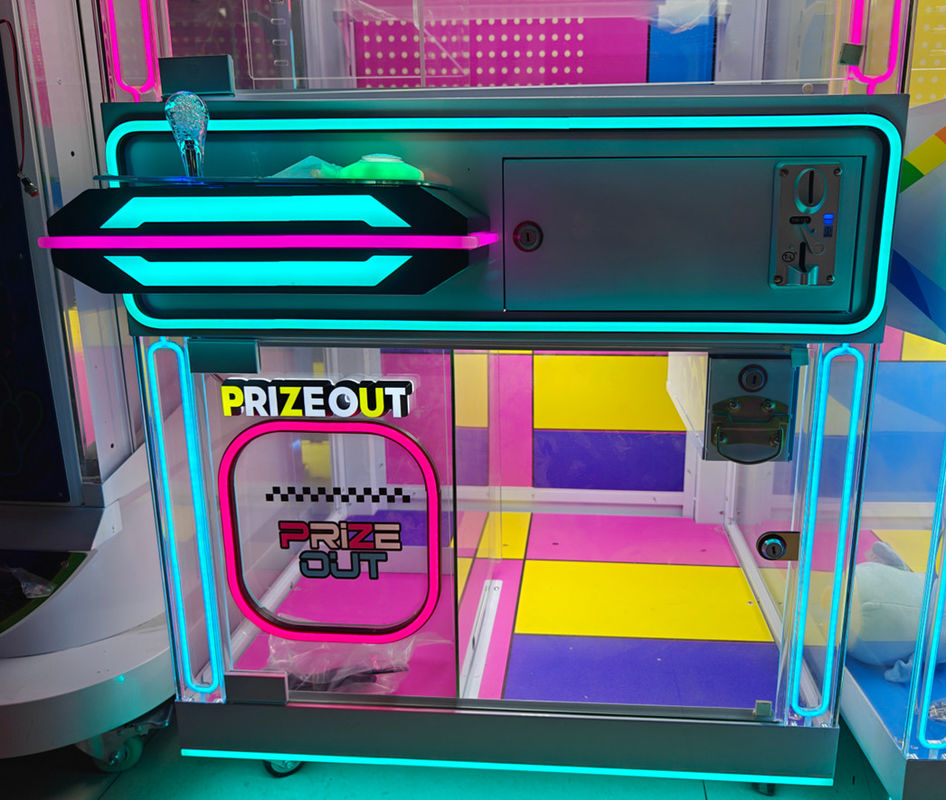 Factory Price Wholesale Kids Transparent Claw Machine with Lucky Gift Box Plush Toy Crane Game