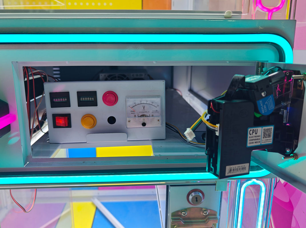 Factory Price Wholesale Kids Transparent Claw Machine with Lucky Gift Box Plush Toy Crane Game